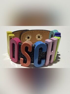 MOSCHINO Multicolor Letter Charm Leather Bracelet